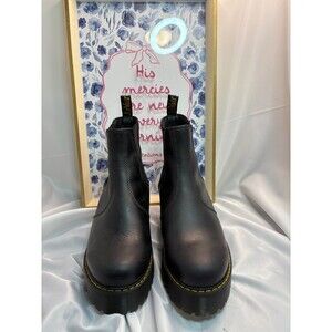 Dr Martens Womens Black Chelsea Boots Size 10 Platform Leather Pull On